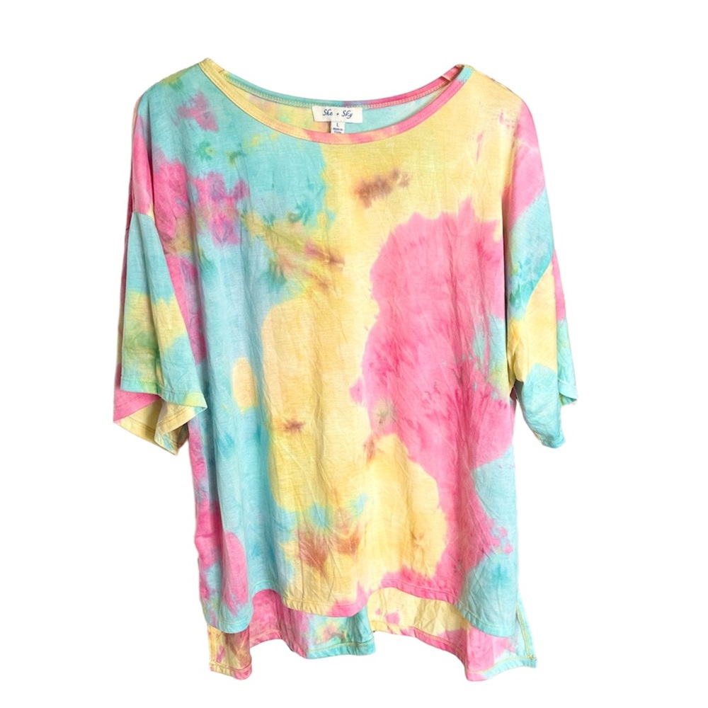 SHE + SKY tunic tie dye top L - Picture 3 of 7